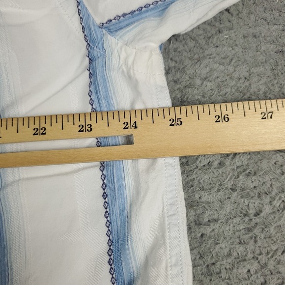 Tommy Bahama Shirt Mens Size XL White Blue Striped Button Up Long Sleeve STAINED - Picture 7 of 10